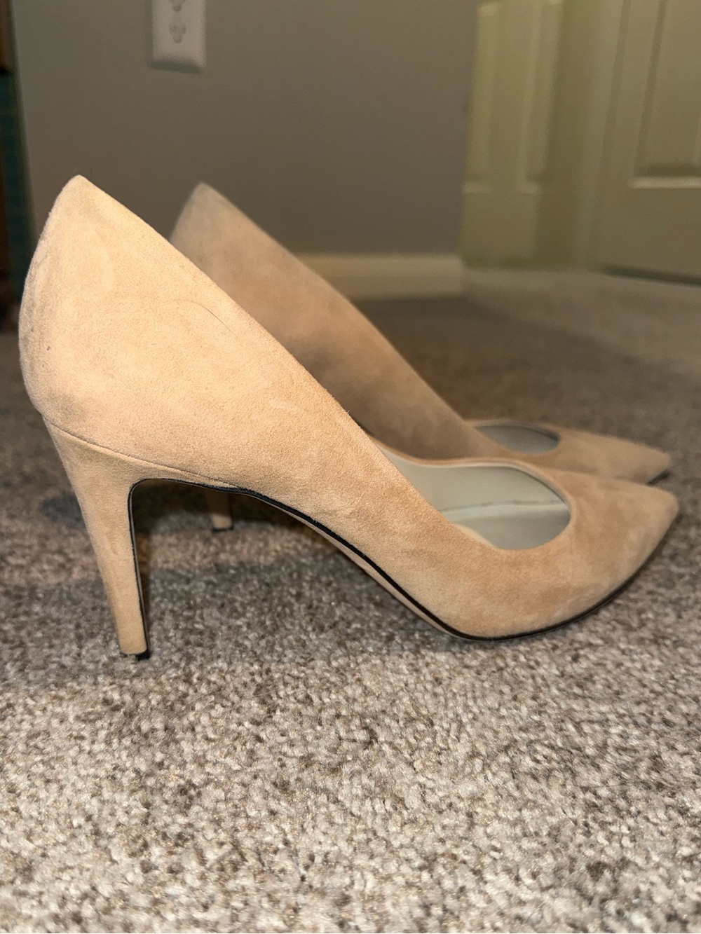 Bruno Magli Beige Suede Pointed-Toe Pumps